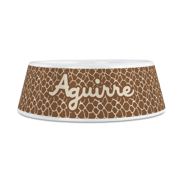 Giraffe Print Plastic Dog Bowls - Medium - FRONT