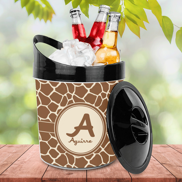 Giraffe Print Plastic Ice Bucket - LIFESTYLE