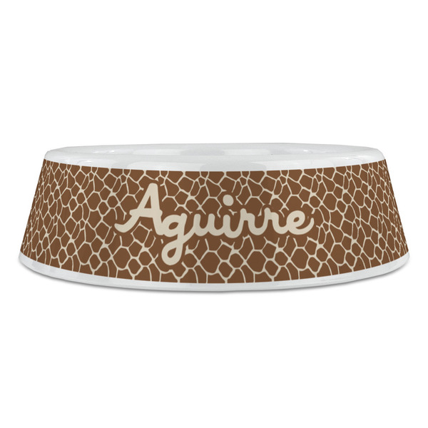 Giraffe Print Plastic Pet Bowls - Large - FRONT