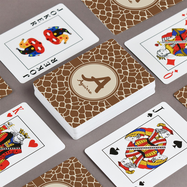 Giraffe Print Playing Cards - Front & Back View