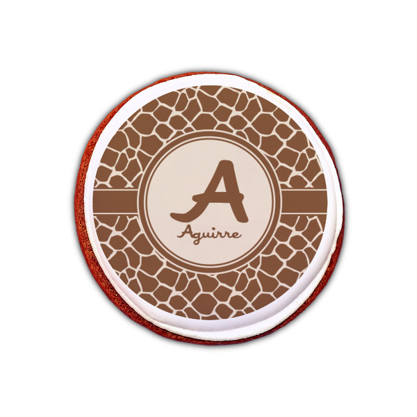 Giraffe Print Printed Icing Circle - XSmall - On Cookie