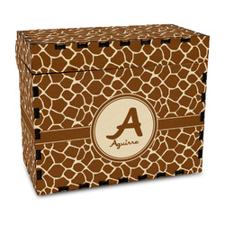 Giraffe Print Wood Recipe Box - Full Color Print (Personalized)