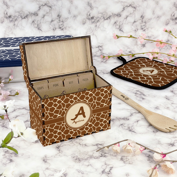 Giraffe Print Recipe Box - Full Color - In Context