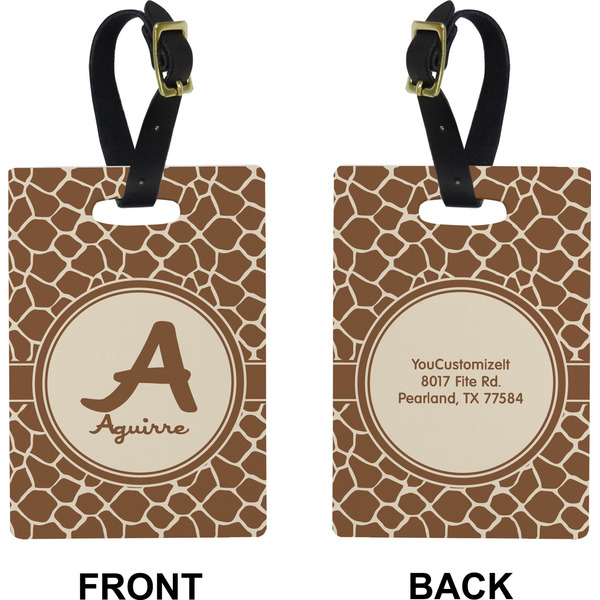 Giraffe Print Rectangle Luggage Tag (Front + Back)