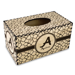 Giraffe Print Wood Tissue Box Cover - Rectangle (Personalized)