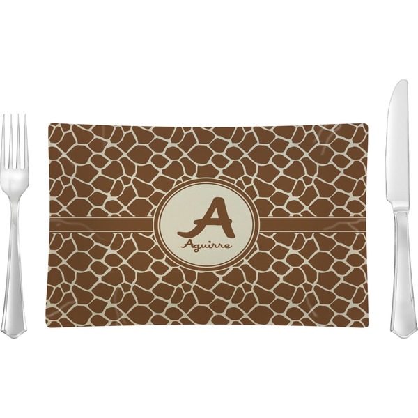 Custom Giraffe Print Rectangular Glass Lunch / Dinner Plate - Single or Set (Personalized)