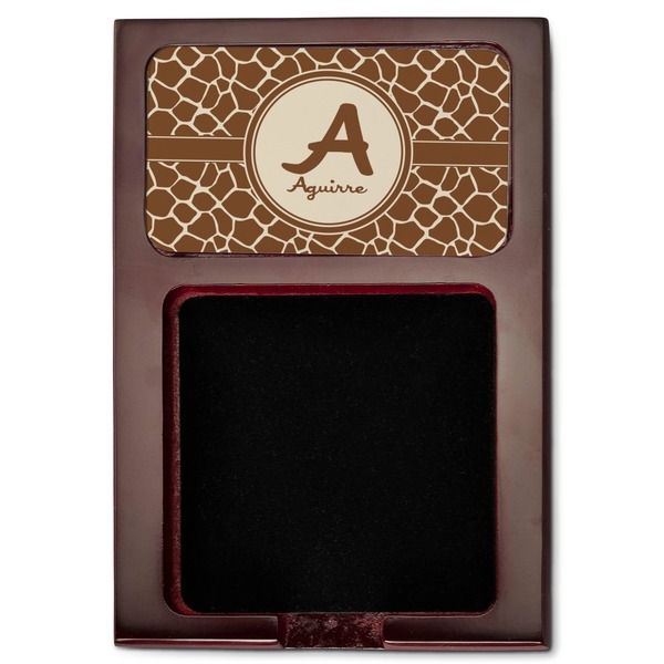 Giraffe Print Red Mahogany Sticky Note Holder - Flat