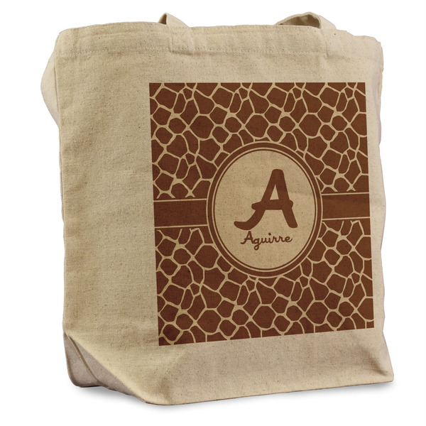 Custom Giraffe Print Reusable Cotton Grocery Bag - Single (Personalized)