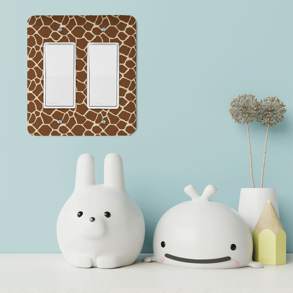 Giraffe Print Rocker Light Switch Covers - Double - IN CONTEXT