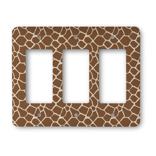 Custom Giraffe Print Rocker Style Light Switch Cover - Three Switch