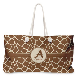 Giraffe Print Large Tote Bag with Rope Handles (Personalized)