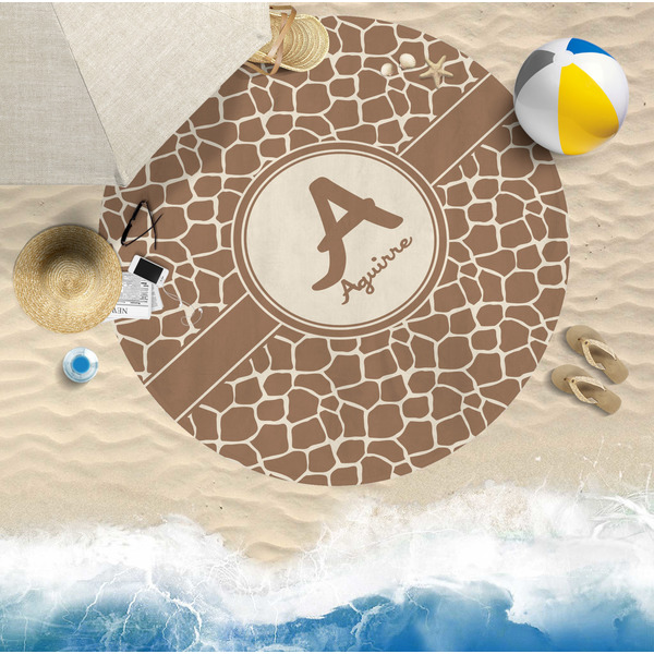 Giraffe Print Round Beach Towel Lifestyle