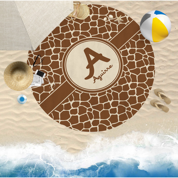 Giraffe Print Round Beach Towel Lifestyle