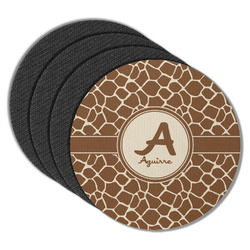 Giraffe Print Round Rubber Backed Coasters - Set of 4 (Personalized)