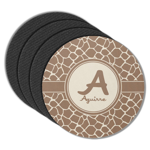 Custom Giraffe Print Round Rubber Backed Coasters - Set of 4 (Personalized)