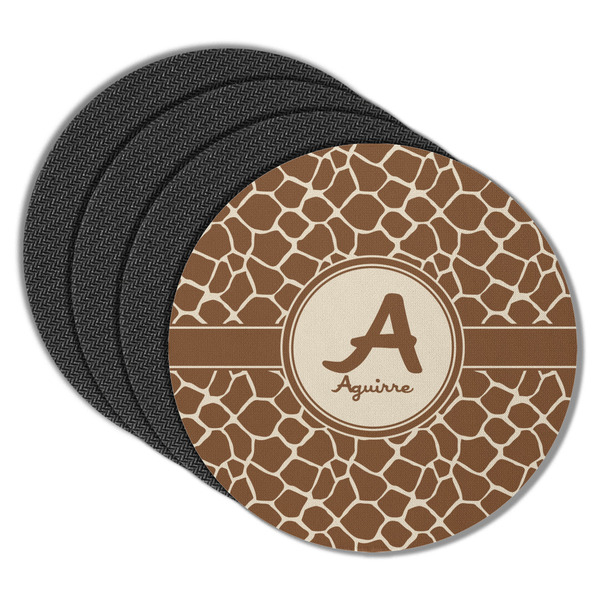 Custom Giraffe Print Round Rubber Backed Coasters - Set of 4 (Personalized)