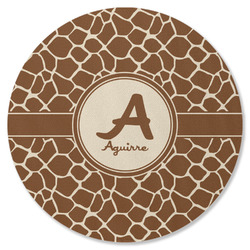 Giraffe Print Round Rubber Backed Coaster (Personalized)