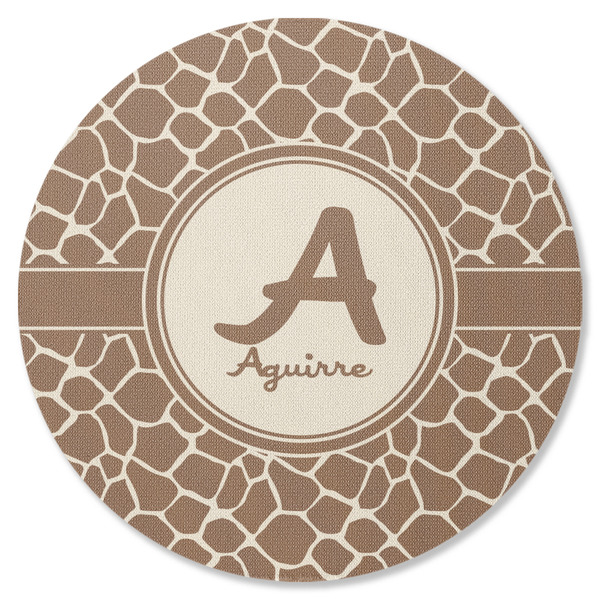 Custom Giraffe Print Round Rubber Backed Coaster (Personalized)