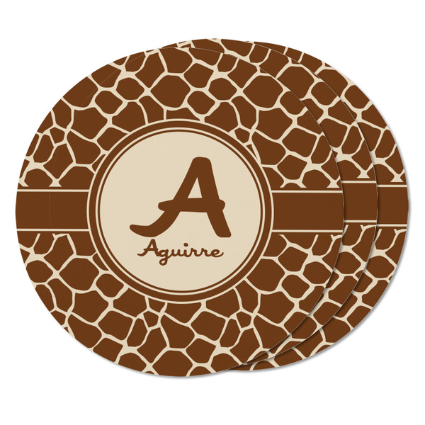 Giraffe Print Round Fridge Magnet - THREE