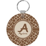 Giraffe Print Round Plastic Keychain (Personalized)