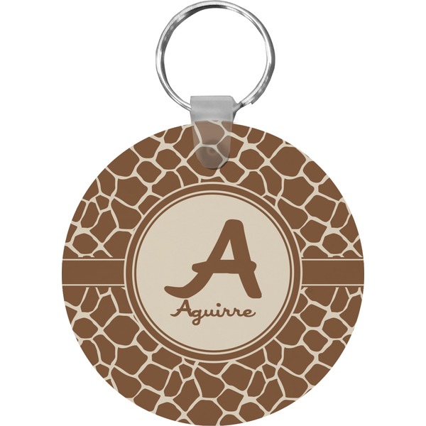 Giraffe Print Round Keychain (Personalized)