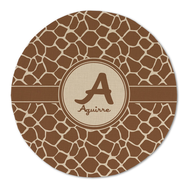 Custom Giraffe Print Round Linen Placemat - Single Sided (Personalized)