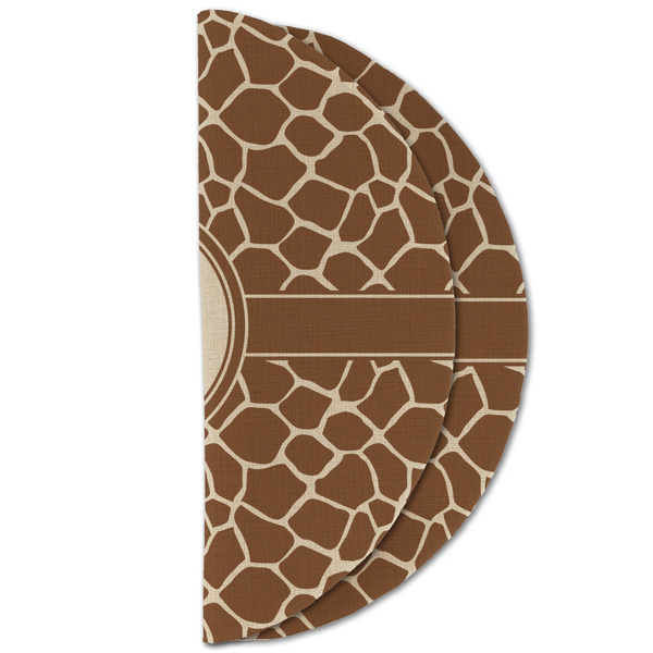 Giraffe Print Round Linen Placemats - HALF FOLDED (double sided)