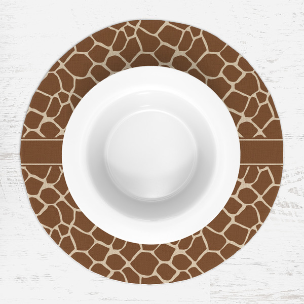Giraffe Print Round Linen Placemats - LIFESTYLE (single)