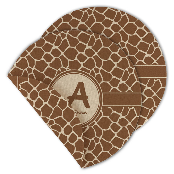 Custom Giraffe Print Round Linen Placemat - Double Sided (Personalized)