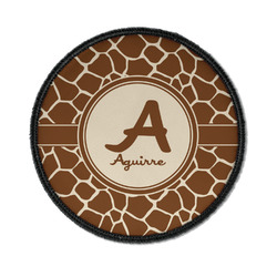 Giraffe Print Iron On Round Patch w/ Name and Initial