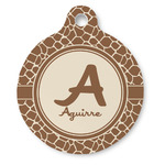 Giraffe Print Round Pet ID Tag (Personalized)