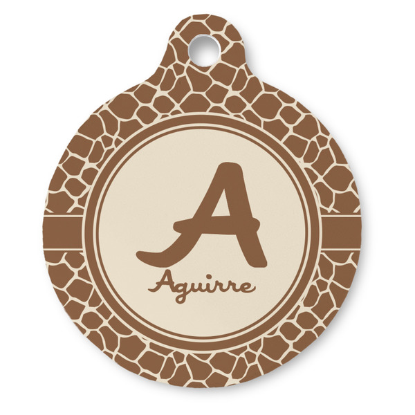 Custom Giraffe Print Round Pet ID Tag (Personalized)