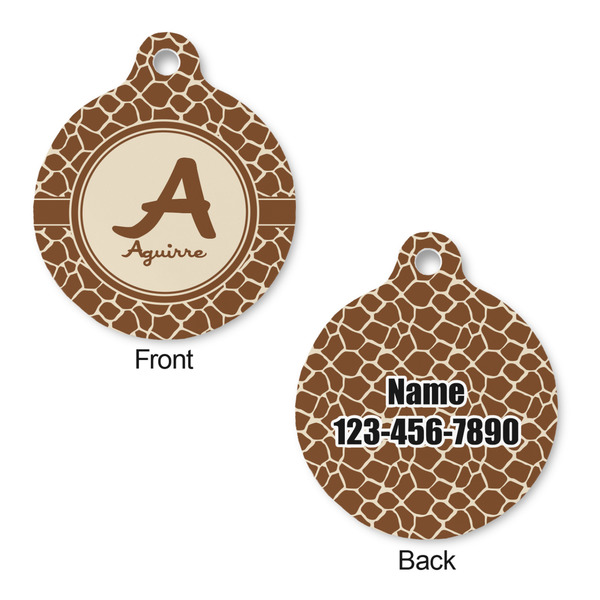 Giraffe Print Round Pet Tag - Front & Back