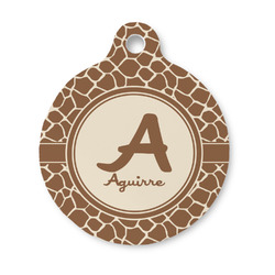 Giraffe Print Round Pet ID Tag - Small (Personalized)