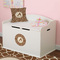 Giraffe Print Round Wall Decal on Toy Chest