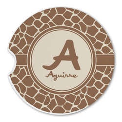 Giraffe Print Sandstone Car Coaster - Single (Personalized)