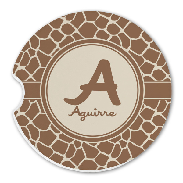 Giraffe Print Sandstone Car Coaster - Single