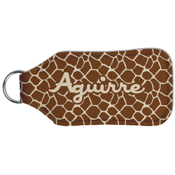 Giraffe Print Sanitizer Holder Keychain - Large (Back)
