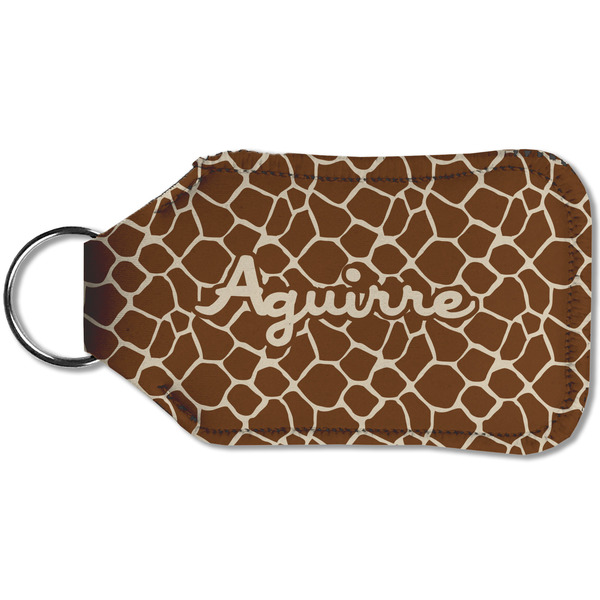 Giraffe Print Sanitizer Holder Keychain - Small (Back)