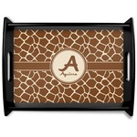 Giraffe Print Black Wooden Tray - Large (Personalized)