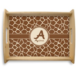 Giraffe Print Natural Wooden Tray - Large (Personalized)
