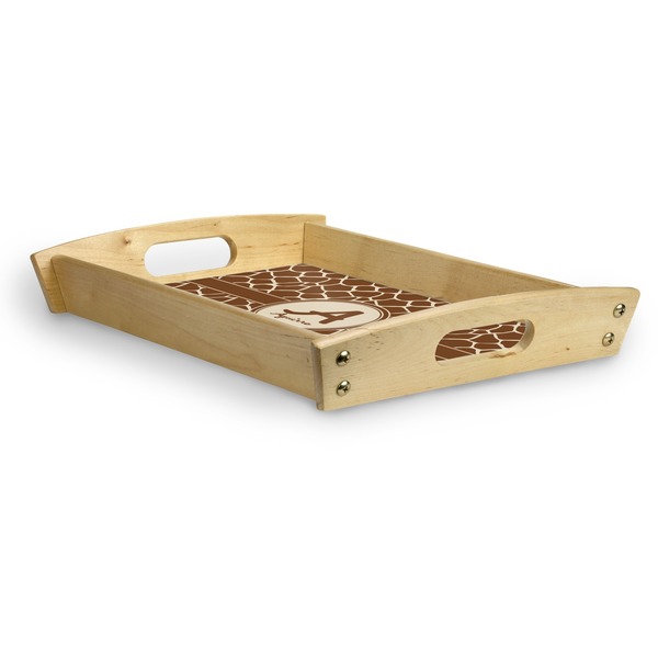 Giraffe Print Serving Tray Wood Small - Corner