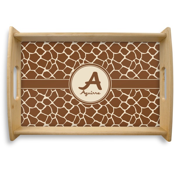Custom Giraffe Print Natural Wooden Tray - Small (Personalized)