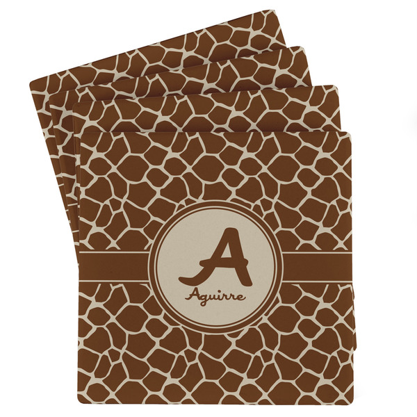 Custom Giraffe Print Absorbent Stone Coasters - Set of 4 (Personalized)