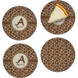 Giraffe Print Set of 4 Glass Appetizer / Dessert Plate 8" (Personalized)
