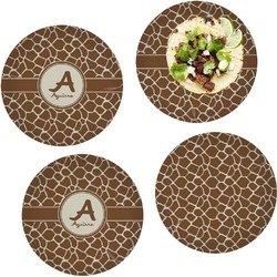 Giraffe Print Set of 4 Glass Lunch / Dinner Plate 10" (Personalized)