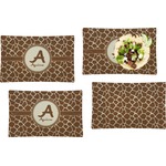 Giraffe Print Set of 4 Glass Rectangular Lunch / Dinner Plate (Personalized)