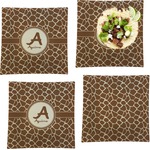 Giraffe Print Set of 4 Glass Square Lunch / Dinner Plate 9.5" (Personalized)