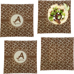 Giraffe Print Set of 4 Glass Square Lunch / Dinner Plate 9.5" (Personalized)