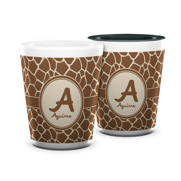 Custom Giraffe Print Ceramic Shot Glass - 1.5 oz (Personalized)